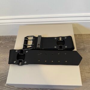 BCBGMaxAzria Black Faux Leather Stretch Waist Belt size